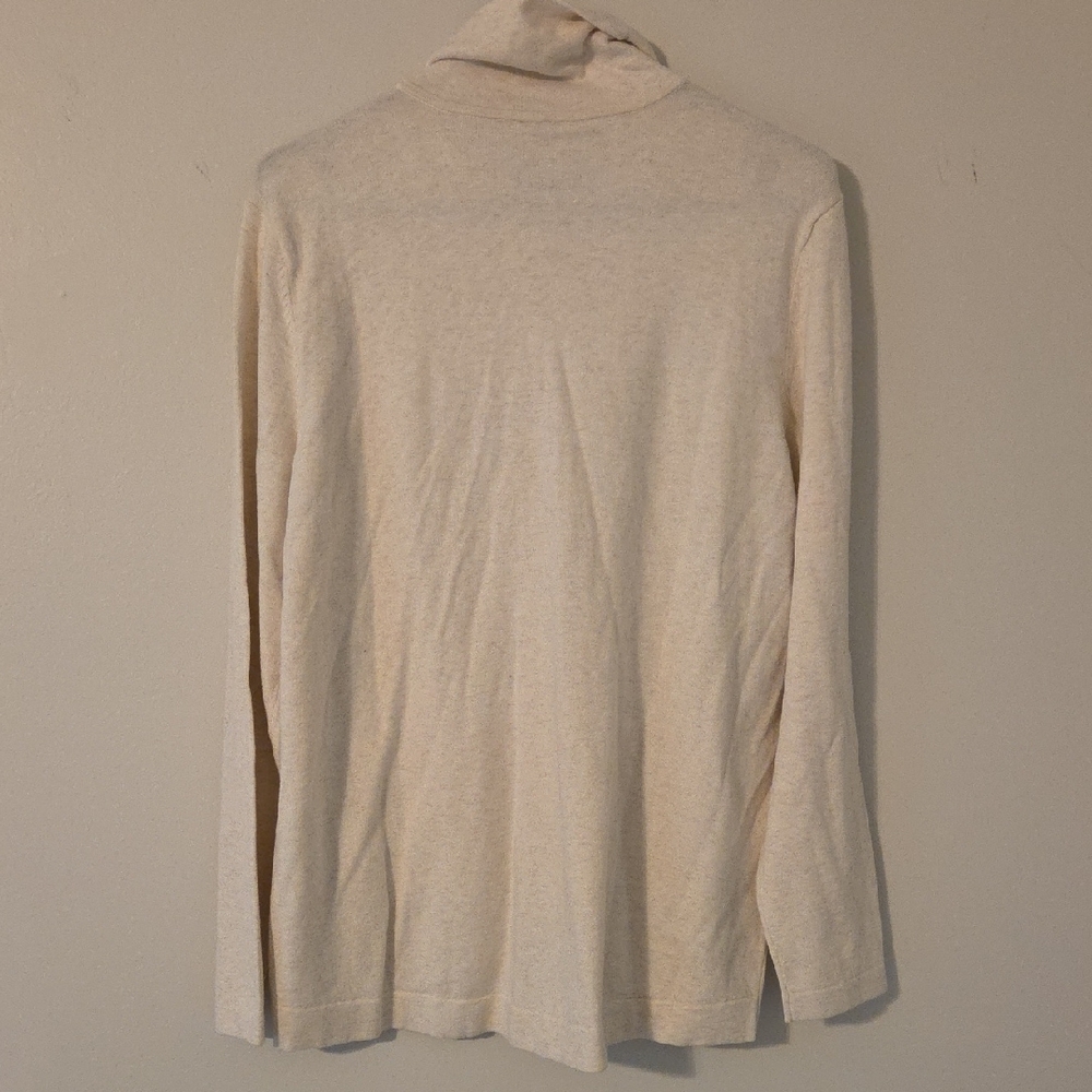Chico's Cream Embroidered Turtleneck Sweater - Picture 5 of 7